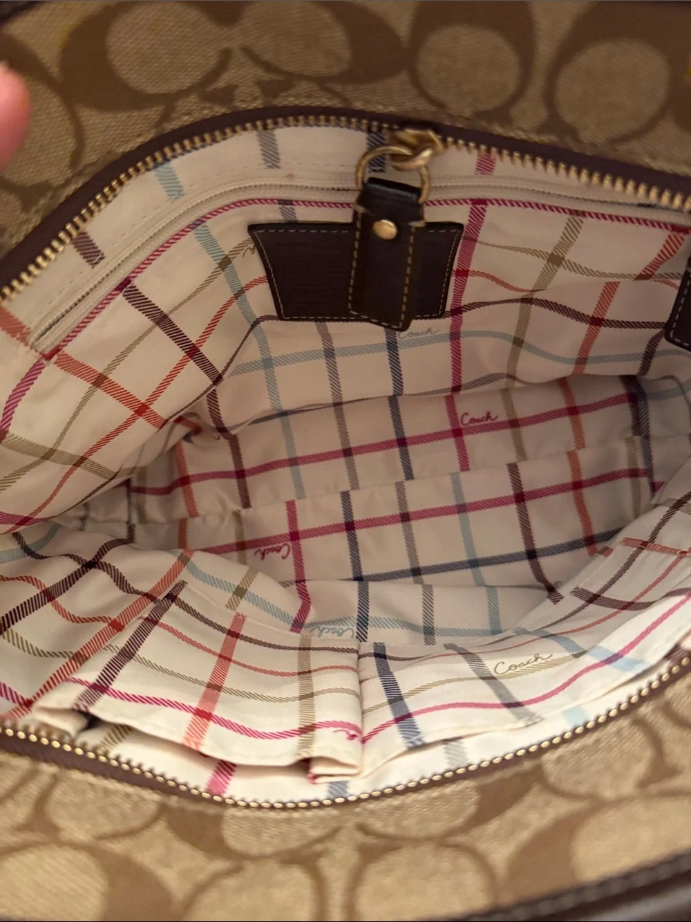 Coach 2008 Heritage Signature Tote  Beige Canvas tote Tattersall